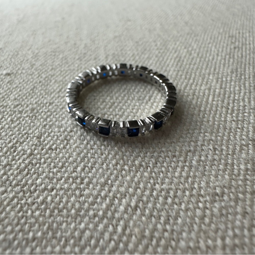 925 Sterling Silver Ring Sapphires and lab diamonds? - Picture 7 of 7